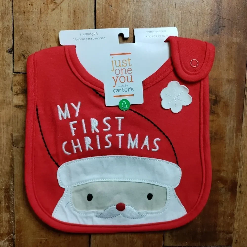 My first Christmas bib socks set water resistant Santa holiday accessories new
